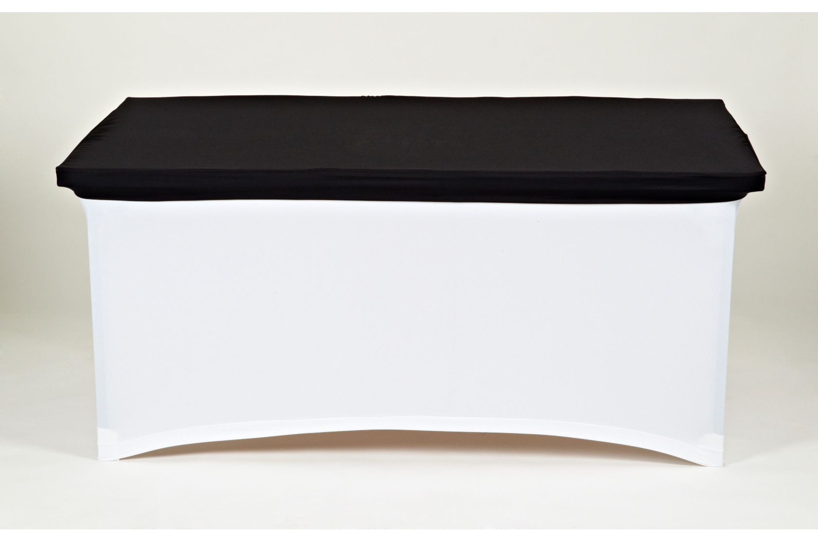 Fehér spandex táblaasztal huzat 160x90/80 cm + fekete kupak